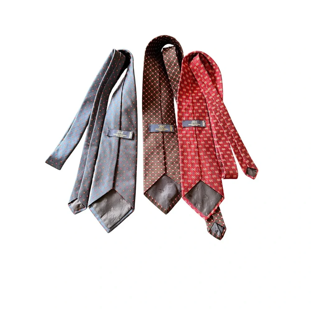 Brooks Brothers Tie Lot 3 Red Blue Silk 346 Geometric Equestrian Micro Dot Men